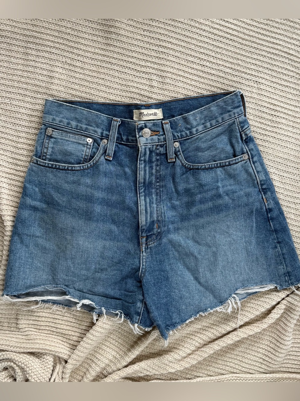 Madewell The Momjean Short High Rise Cutoff Denim Jean Shorts Medium Wash 27